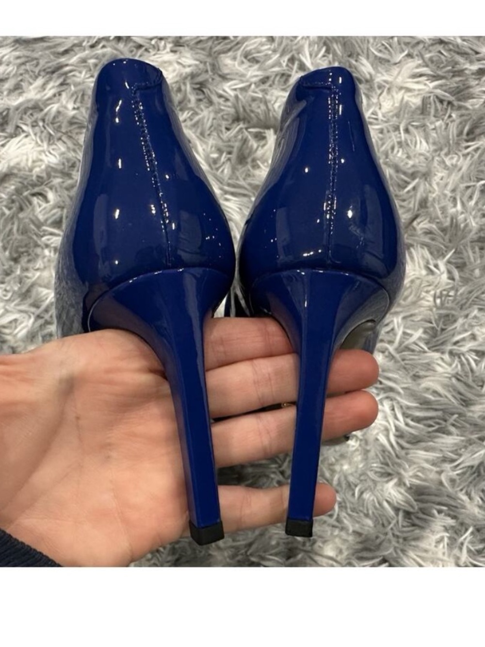 Gucci Blue Patent Leather Pointed Toe Booties 37.5 - Picture 8 of 11